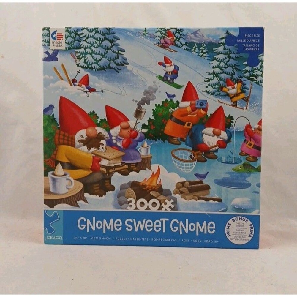 Ceaco 300 Oversized PC Jigsaw Puzzle-"Gnome Sweet Gnome-BRAND NEW!
